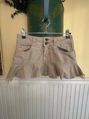 Abercrombie Beige Frayed Hem Mini Skirt Size 10 Casual Cotton Blend
